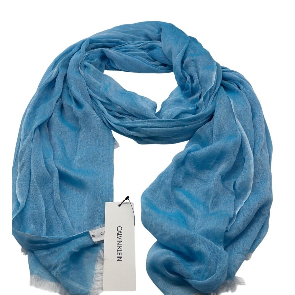 Calvin Klein Chambray Woven Scarf, Ocean Blue, OS